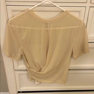 lululemon athletica Sheer Twist-Back Crop Top - Cream